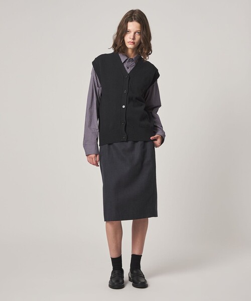 Steven Alan（スティーブンアラン）の「＜Steven Alan＞コットン ナイロン Vネック ベスト（ベスト・レディース・オリーブ/ブラック/ナチュラル・FREE）」の4枚目の写真
