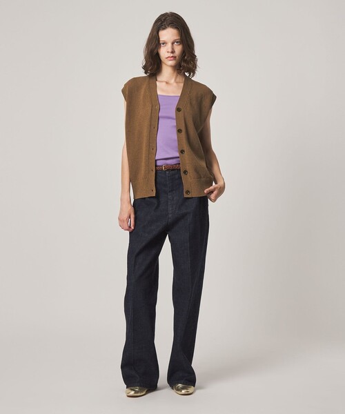 Steven Alan（スティーブンアラン）の「＜Steven Alan＞コットン ナイロン Vネック ベスト（ベスト・レディース・オリーブ/ブラック/ナチュラル・FREE）」の7枚目の写真