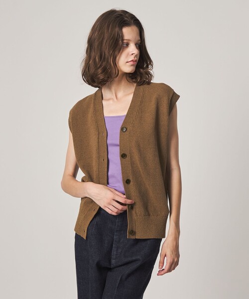 Steven Alan（スティーブンアラン）の「＜Steven Alan＞コットン ナイロン Vネック ベスト（ベスト・レディース・オリーブ/ブラック/ナチュラル・FREE）」の8枚目の写真