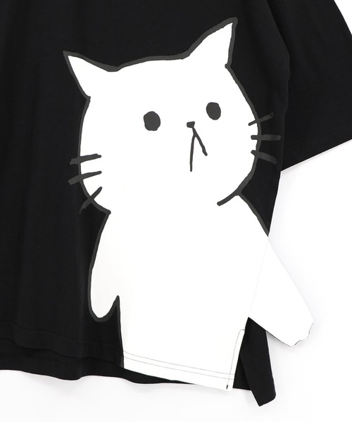 ScoLar Parity（スカラーパリティ）の「362131：おててつなぎ ネコorラビルTシャツ（Tシャツ/カットソー・レディース・チャコールグレー/ブラック/オフホワイト/パープル・M）」の14枚目の写真