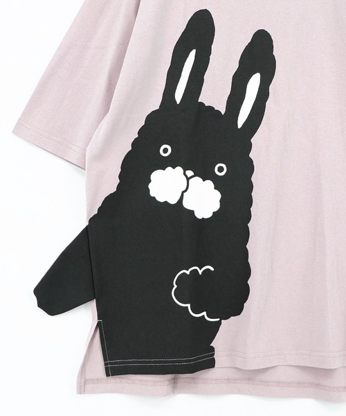 ScoLar Parity（スカラーパリティ）の「362131：おててつなぎ ネコorラビルTシャツ（Tシャツ/カットソー・レディース・チャコールグレー/ブラック/オフホワイト/パープル・M）」の15枚目の写真