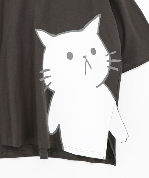 ScoLar Parity（スカラーパリティ）の「362131：おててつなぎ ネコorラビルTシャツ（Tシャツ/カットソー・レディース・チャコールグレー/ブラック/オフホワイト/パープル・M）」の18枚目の写真