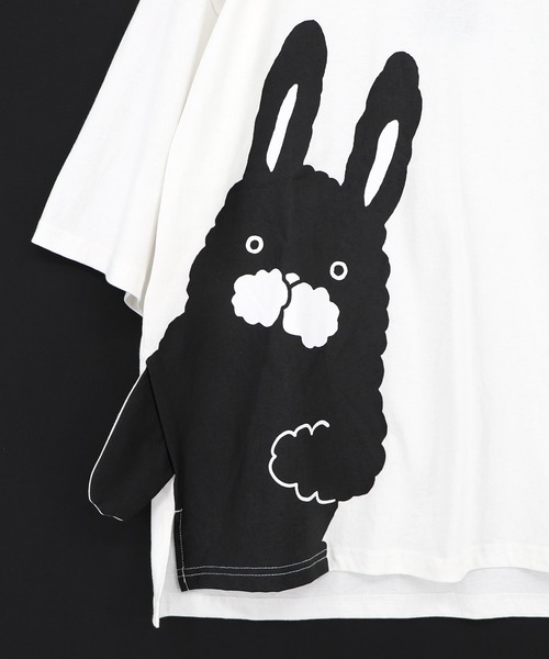 ScoLar Parity（スカラーパリティ）の「362131：おててつなぎ ネコorラビルTシャツ（Tシャツ/カットソー・レディース・チャコールグレー/ブラック/オフホワイト/パープル・M）」の11枚目の写真
