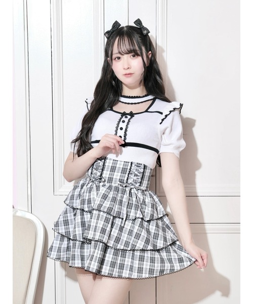 NOEMIE(ノエミー)の「ダブルレースアップティアードスカート(スカート・レディース・ダークグレー/B/A/ブラック・S/M)」の4枚目の写真