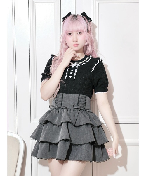 NOEMIE(ノエミー)の「ダブルレースアップティアードスカート(スカート・レディース・ダークグレー/B/A/ブラック・S/M)」の1枚目の写真