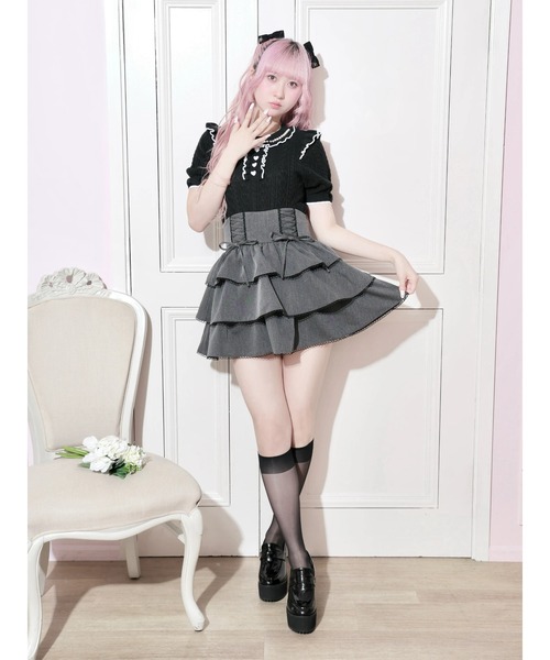 NOEMIE(ノエミー)の「ダブルレースアップティアードスカート(スカート・レディース・ダークグレー/B/A/ブラック・S/M)」の8枚目の写真