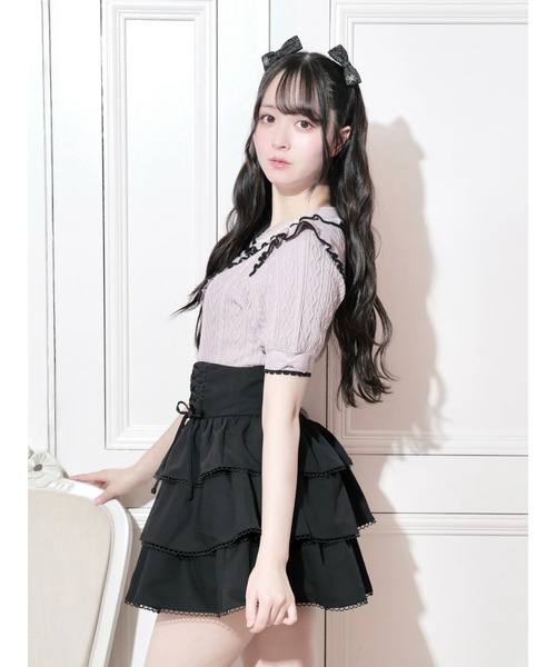 NOEMIE(ノエミー)の「ダブルレースアップティアードスカート(スカート・レディース・ダークグレー/B/A/ブラック・S/M)」の9枚目の写真