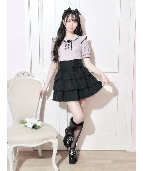 NOEMIE(ノエミー)の「ダブルレースアップティアードスカート(スカート・レディース・ダークグレー/B/A/ブラック・S/M)」の11枚目の写真