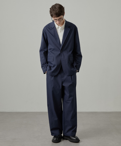 EASENCE(イーズエンス)の「【EASENCE】ドライツイル ストレッチ セットアップ テーラードジャケット&ワイドパンツ / UVカット(セットアップ・メンズ・ダークブラウン/モカ/ダークネイビー/スミクロ・L/XL/M/S)」の4枚目の写真