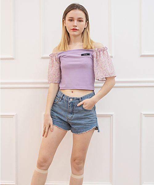 CATTLINE(カトリン)の「シフォンシャーリングTシャツパープル(Tシャツ/カットソー・レディース・その他・FREE)」の6枚目の写真