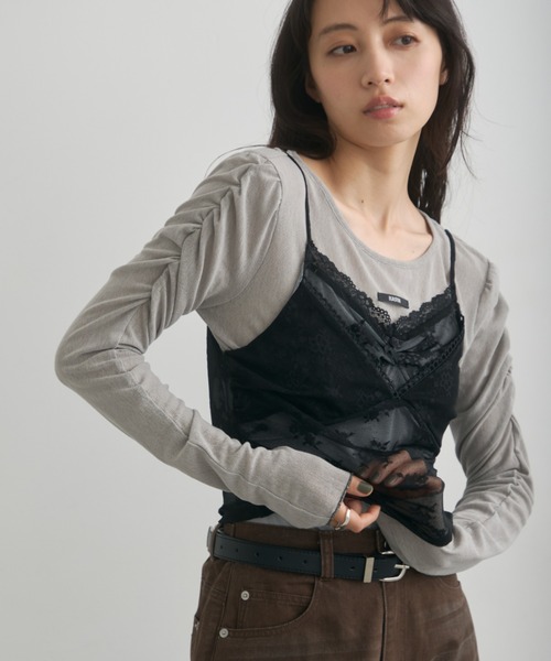 Kastane(カスタネ)の「ニュアンスブルームトップス(Tシャツ/カットソー・レディース・アイボリー/ホワイト系その他/グレー/ブラウン/ブラック・FREE)」の4枚目の写真