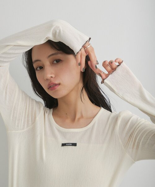 Kastane(カスタネ)の「ニュアンスブルームトップス(Tシャツ/カットソー・レディース・アイボリー/ホワイト系その他/グレー/ブラウン/ブラック・FREE)」の6枚目の写真