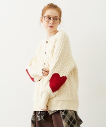 MILKFED.（ミルクフェド）の「HEART ELBOW CABLE KNIT CARDIGAN（カーディガン/ボレロ）」