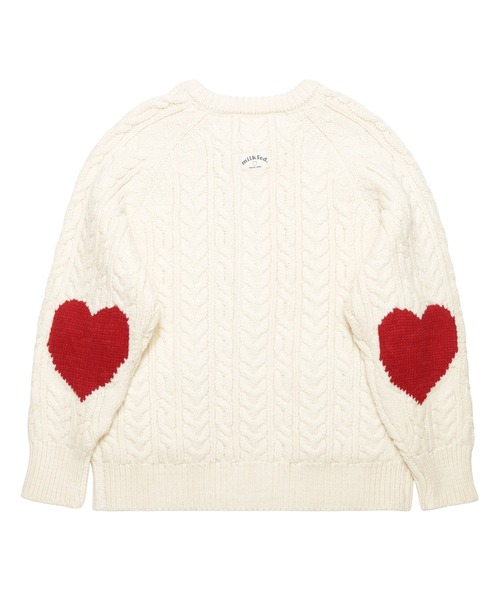 MILKFED.(ミルクフェド)の「HEART ELBOW CABLE KNIT CARDIGAN(カーディガン/ボレロ・レディース・オフホワイト/アッシュ/チャコール・ONE SIZE)」の10枚目の写真