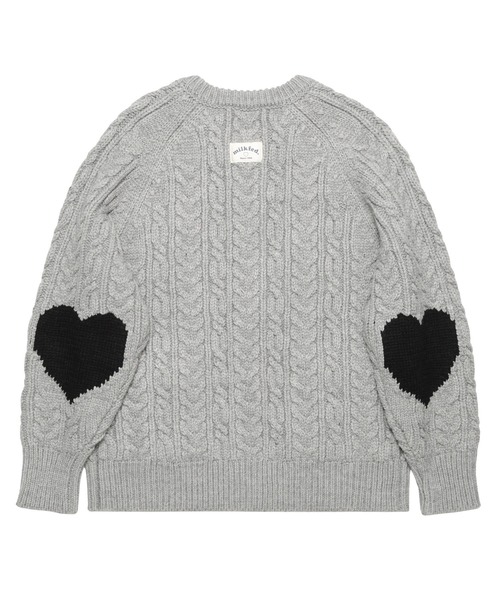 MILKFED.(ミルクフェド)の「HEART ELBOW CABLE KNIT CARDIGAN(カーディガン/ボレロ・レディース・オフホワイト/アッシュ/チャコール・ONE SIZE)」の12枚目の写真