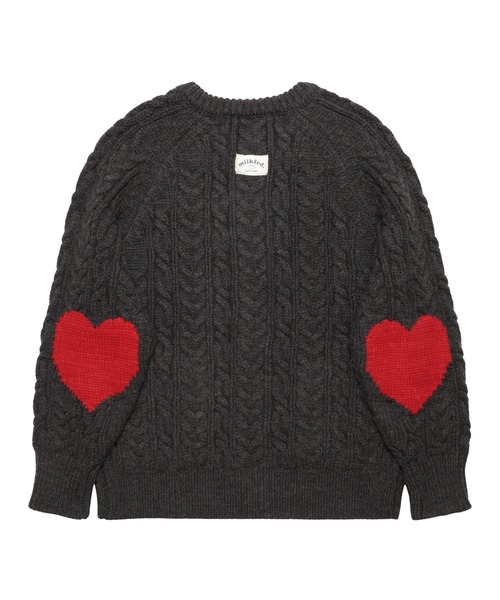 MILKFED.(ミルクフェド)の「HEART ELBOW CABLE KNIT CARDIGAN(カーディガン/ボレロ・レディース・オフホワイト/アッシュ/チャコール・ONE SIZE)」の14枚目の写真