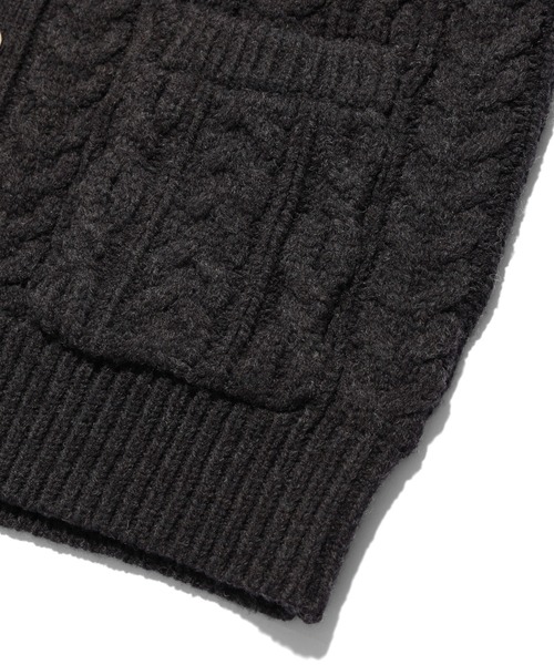 MILKFED.(ミルクフェド)の「HEART ELBOW CABLE KNIT CARDIGAN(カーディガン/ボレロ・レディース・オフホワイト/アッシュ/チャコール・ONE SIZE)」の7枚目の写真