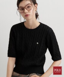 POLO BCS/ケーブル5分袖ニット