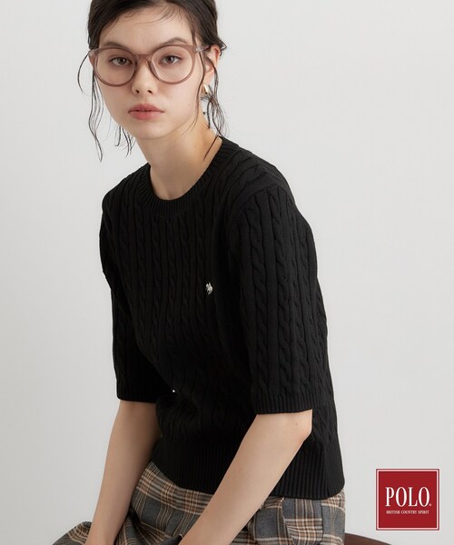 POLO BCS(ポロ ビーシーエス)の「POLO BCS/ケーブル5分袖ニット(ニット/セーター・レディース・ボルドー/ブラック/グレー・13/12)」の22枚目の写真