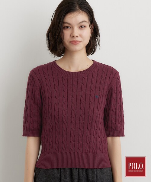 POLO BCS(ポロ ビーシーエス)の「POLO BCS/ケーブル5分袖ニット(ニット/セーター・レディース・ボルドー/ブラック/グレー・13/12)」の14枚目の写真