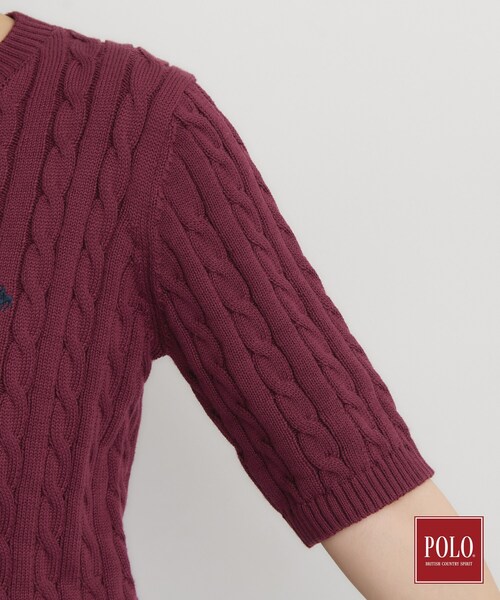 POLO BCS(ポロ ビーシーエス)の「POLO BCS/ケーブル5分袖ニット(ニット/セーター・レディース・ボルドー/ブラック/グレー・13/12)」の18枚目の写真