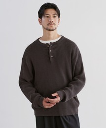 Buyer's Select / リブ編みヘンリーネックコットンニット