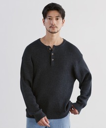 Buyer's Select / リブ編みヘンリーネックコットンニット