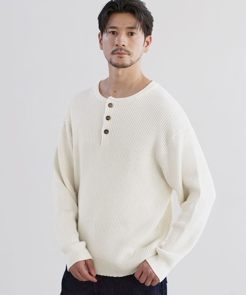 LIL VENDARS(リルヴェンダース)の「Buyer's Select / リブ編みヘンリーネックコットンニット(ニット/セーター・メンズ・ネイビー/グレー/ブラウン/ブラック/チャコール/ホワイト/モカ・S/M/L/XL)」の17枚目の写真