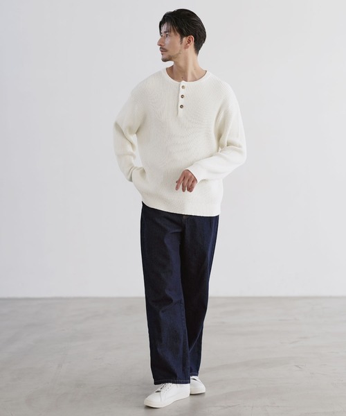 LIL VENDARS(リルヴェンダース)の「Buyer's Select / リブ編みヘンリーネックコットンニット(ニット/セーター・メンズ・ネイビー/グレー/ブラウン/ブラック/チャコール/ホワイト/モカ・S/M/L/XL)」の20枚目の写真