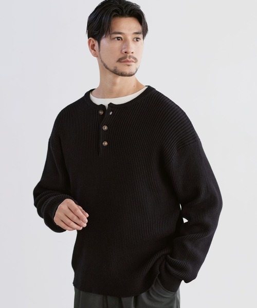 LIL VENDARS(リルヴェンダース)の「Buyer's Select / リブ編みヘンリーネックコットンニット(ニット/セーター・メンズ・ネイビー/グレー/ブラウン/ブラック/チャコール/ホワイト/モカ・S/M/L/XL)」の22枚目の写真