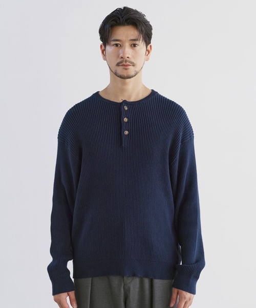 LIL VENDARS(リルヴェンダース)の「Buyer's Select / リブ編みヘンリーネックコットンニット(ニット/セーター・メンズ・ネイビー/グレー/ブラウン/ブラック/チャコール/ホワイト/モカ・S/M/L/XL)」の8枚目の写真