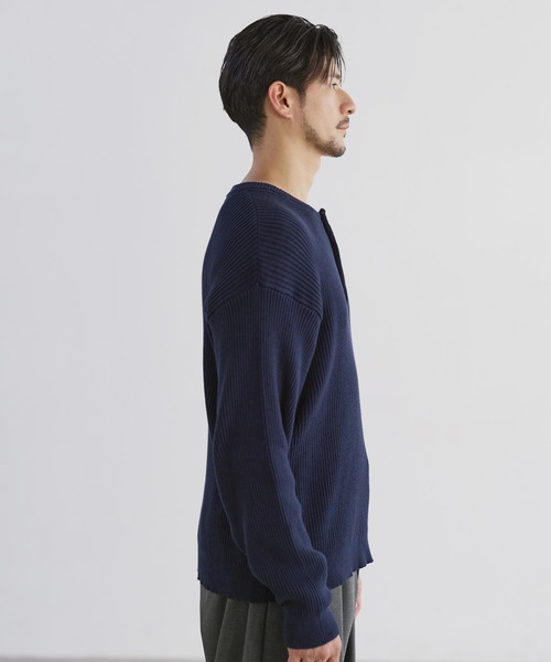 LIL VENDARS(リルヴェンダース)の「Buyer's Select / リブ編みヘンリーネックコットンニット(ニット/セーター・メンズ・ネイビー/グレー/ブラウン/ブラック/チャコール/ホワイト/モカ・S/M/L/XL)」の9枚目の写真