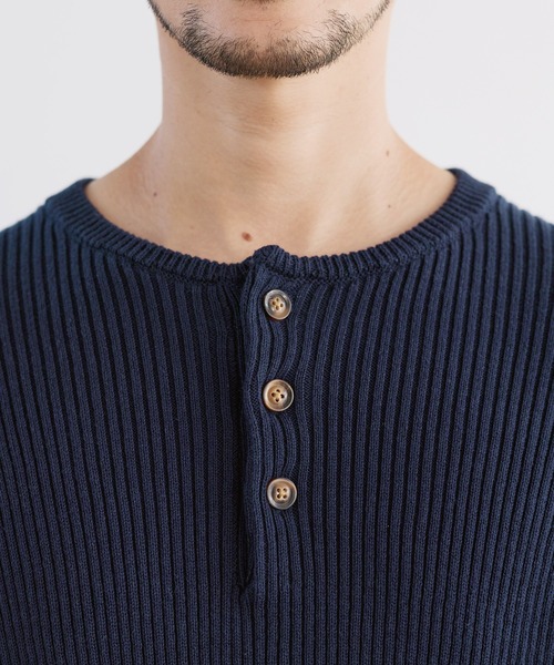 LIL VENDARS(リルヴェンダース)の「Buyer's Select / リブ編みヘンリーネックコットンニット(ニット/セーター・メンズ・ネイビー/グレー/ブラウン/ブラック/チャコール/ホワイト/モカ・S/M/L/XL)」の11枚目の写真
