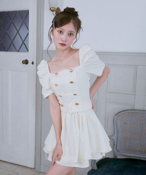 MAJESTIC LEGON（マジェスティックレゴン）の「ナポレオンデザインミニワンピース（ワンピース・レディース・グレー/アイボリー・MEDIUM）」の21枚目の写真