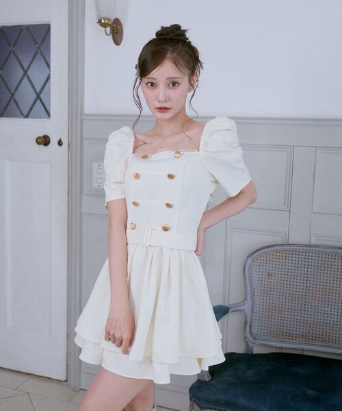 MAJESTIC LEGON（マジェスティックレゴン）の「ナポレオンデザインミニワンピース（ワンピース・レディース・グレー/アイボリー・MEDIUM）」の22枚目の写真