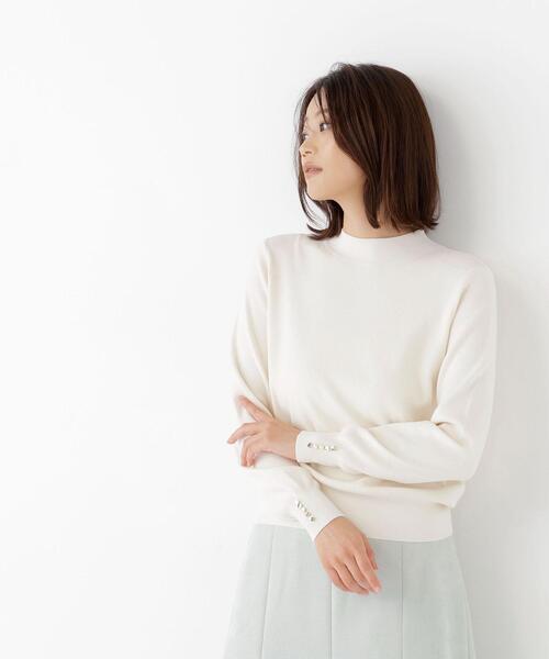 NATURAL BEAUTY BASIC(ナチュラルビューティーベーシック)の「総針ベーシックシリーズ長袖 ハイネックニット(ニット/セーター・レディース・チャコールグレー/ブルー/オフホワイト/バーガンディー・FREE)」の8枚目の写真