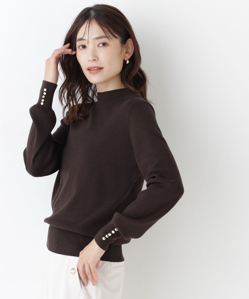 NATURAL BEAUTY BASIC(ナチュラルビューティーベーシック)の「総針ベーシックシリーズ長袖 ハイネックニット(ニット/セーター・レディース・チャコールグレー/ブルー/オフホワイト/バーガンディー・FREE)」の1枚目の写真