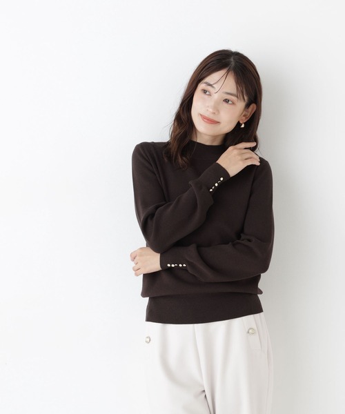 NATURAL BEAUTY BASIC(ナチュラルビューティーベーシック)の「総針ベーシックシリーズ長袖 ハイネックニット(ニット/セーター・レディース・チャコールグレー/ブルー/オフホワイト/バーガンディー・FREE)」の16枚目の写真