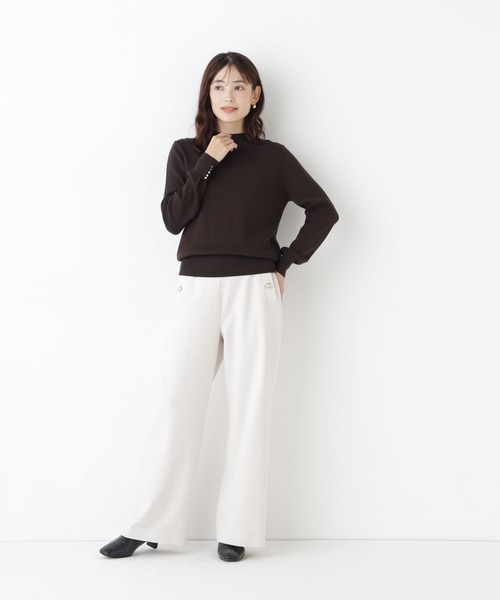 NATURAL BEAUTY BASIC(ナチュラルビューティーベーシック)の「総針ベーシックシリーズ長袖 ハイネックニット(ニット/セーター・レディース・チャコールグレー/ブルー/オフホワイト/バーガンディー・FREE)」の19枚目の写真