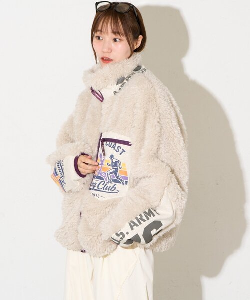 CIAOPANIC TYPY(チャオパニックティピー)の「【etsinta】リメイクボアジップオーバージャケット(ブルゾン・レディース・アイボリー/カーキ・ONE SIZE)」の9枚目の写真