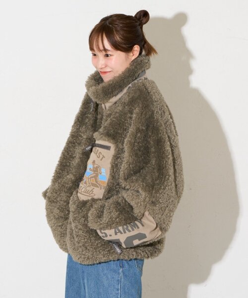 CIAOPANIC TYPY(チャオパニックティピー)の「【etsinta】リメイクボアジップオーバージャケット(ブルゾン・レディース・アイボリー/カーキ・ONE SIZE)」の19枚目の写真