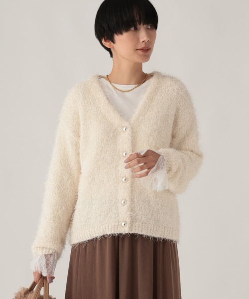 Elura（エルーラ）の「ラメシャギーカーディガン/1085674（カーディガン/ボレロ・レディース・サックスブルー/オフホワイト/グレイッシュベージュ・FREE）」の2枚目の写真