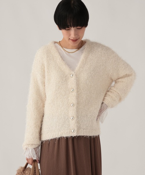 Elura（エルーラ）の「ラメシャギーカーディガン/1085674（カーディガン/ボレロ・レディース・サックスブルー/オフホワイト/グレイッシュベージュ・FREE）」の4枚目の写真