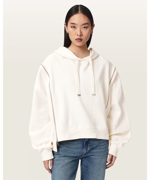 ALLSAINTS(オールセインツ)の「CIARA OVERSIZED ZIP DETAIL HOODIE | CIARA オーバーサイズ ジップ ディテール フーディー(パーカー・レディース・ホワイト系その他・S/M)」の1枚目の写真