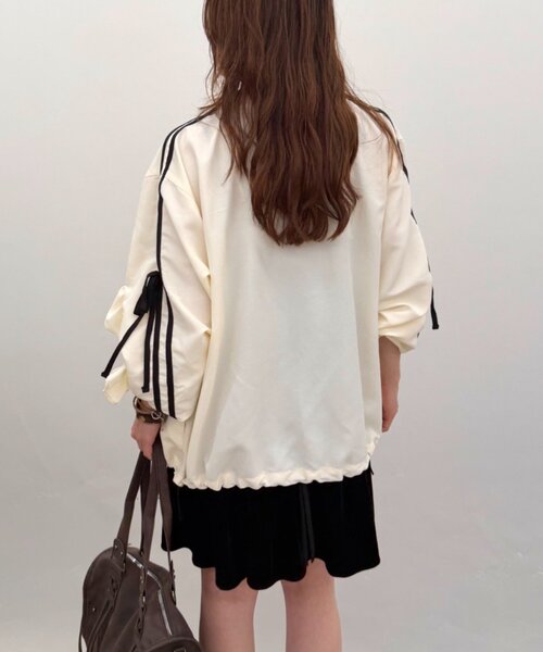 w closet(ダブルクローゼット)の「フリルラインブルゾン(ミリタリージャケット・レディース・サックスブルー/ピンク/ネイビー/アイボリー/イエロー・MEDIUM/SMALL)」の21枚目の写真
