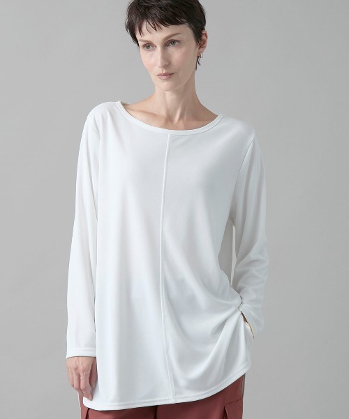 leswel(レスウェル)の「【M/L】ソフトアムンゼンラウンドヘムロンT(Tシャツ/カットソー・レディース・オフホワイト/ライトグレー/ブラック・M/L)」の16枚目の写真