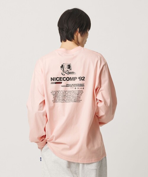 NICE WEATHER(ナイスウェザー)の「<NICE WEATHER>NICECOMP ロングスリーブ Tシャツ(Tシャツ/カットソー・メンズ・ダークグレー/ライトピンク/ホワイト・S/M/L)」の1枚目の写真