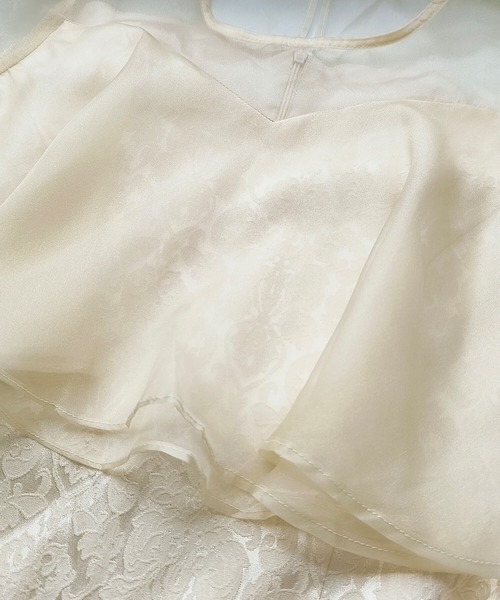 Cinderella（シンデレラ）の「パーティドレス レディース オケージョンドレス 結婚式 ワンピース お呼ばれドレス ロングドレス シアーワンピース ジャガードワンピース シアートップス Aライン ロング丈 マキシ丈 お呼ばれ 二次会 謝恩会 総レース フォーマルドレス レースドレス シアー袖 シースルー フォーマルワンピース 同窓会（ドレス・レディース・モカ/ネイビー/アイボリー・LARGE/MEDIUM/X-LARGE）」の6枚目の写真