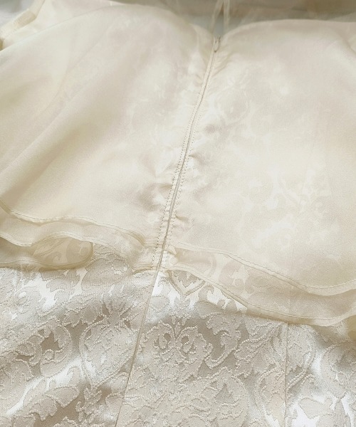 Cinderella（シンデレラ）の「パーティドレス レディース オケージョンドレス 結婚式 ワンピース お呼ばれドレス ロングドレス シアーワンピース ジャガードワンピース シアートップス Aライン ロング丈 マキシ丈 お呼ばれ 二次会 謝恩会 総レース フォーマルドレス レースドレス シアー袖 シースルー フォーマルワンピース 同窓会（ドレス・レディース・モカ/ネイビー/アイボリー・LARGE/MEDIUM/X-LARGE）」の7枚目の写真