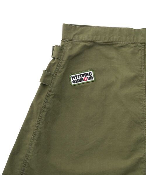 HYSTERIC GLAMOUR（ヒステリックグラマー）の「ミリタリープリーツラップスカート（スカート・レディース・カーキ系/ブルー系その他/カーキ/ブラック・MEDIUM/SMALL）」の5枚目の写真